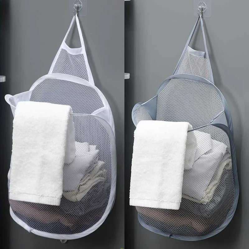 Baby Clothing Wardrobe - Hanging Laundry Basket Foldable Mesh Storage