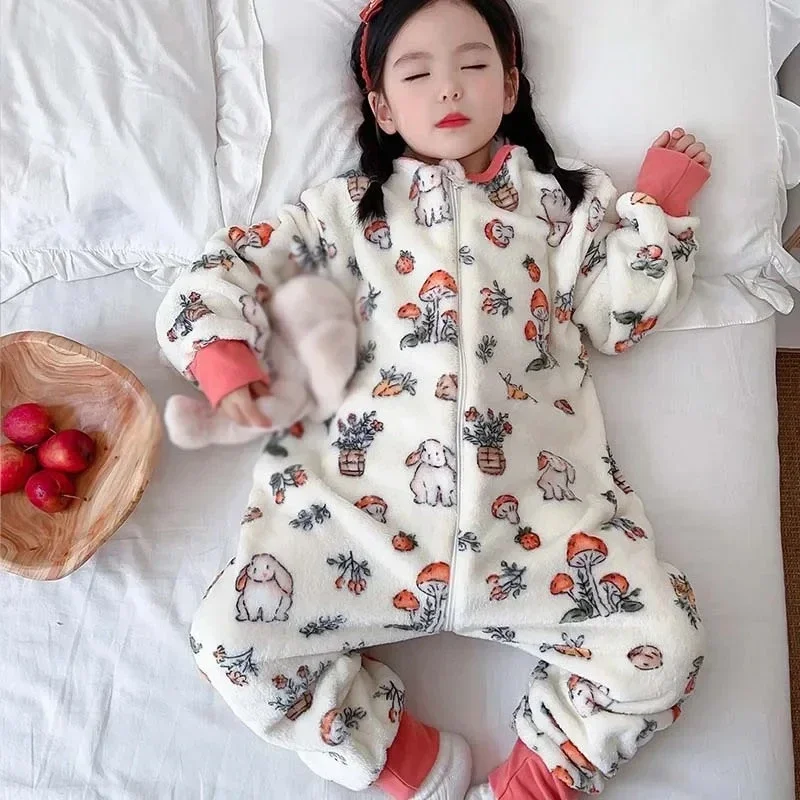 Baby Clothing For Sleep - Cartoon Flannel Fleece Children Baby Sleepwear